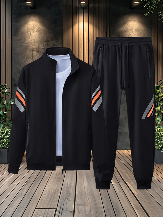 Autumn sportswear set Men's trendy stand-up collar cardigan jacket