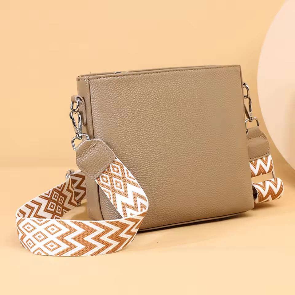 Genuine leather trendy crossbody bag