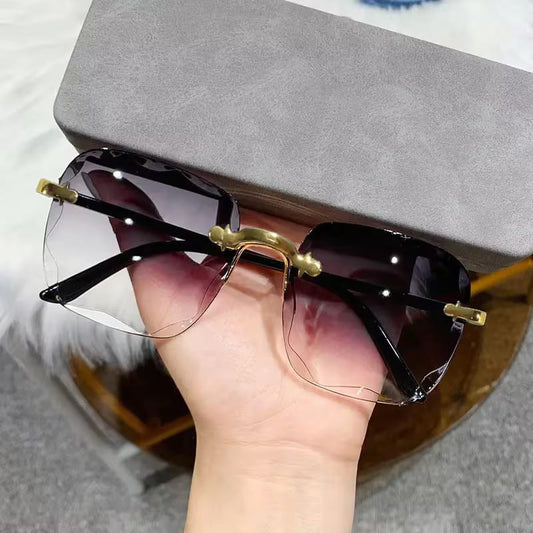 3PCS Square Rimless Sunglasses Women Luxury Design