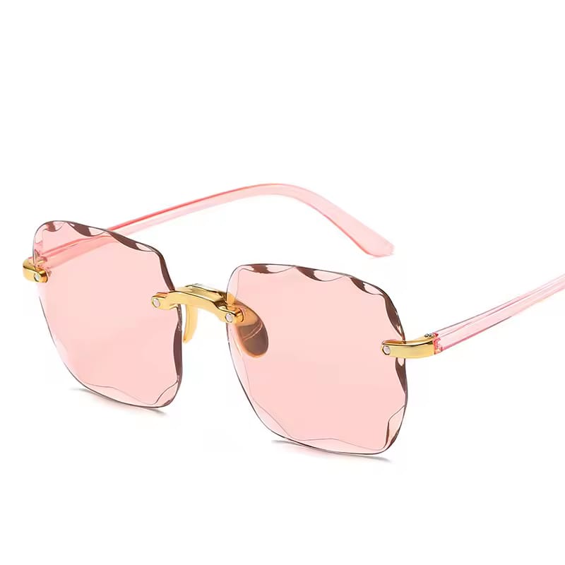 3PCS Square Rimless Sunglasses Women Luxury Design