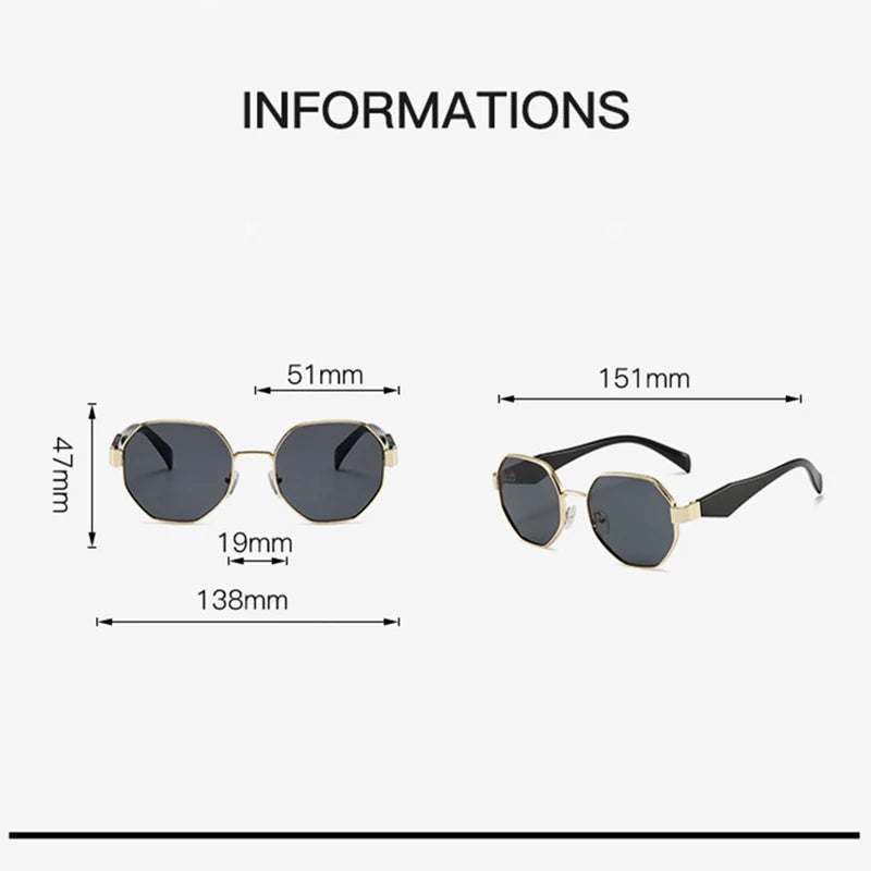 New Retro Sunglasses Women Fashion Polygonal Metal Frame