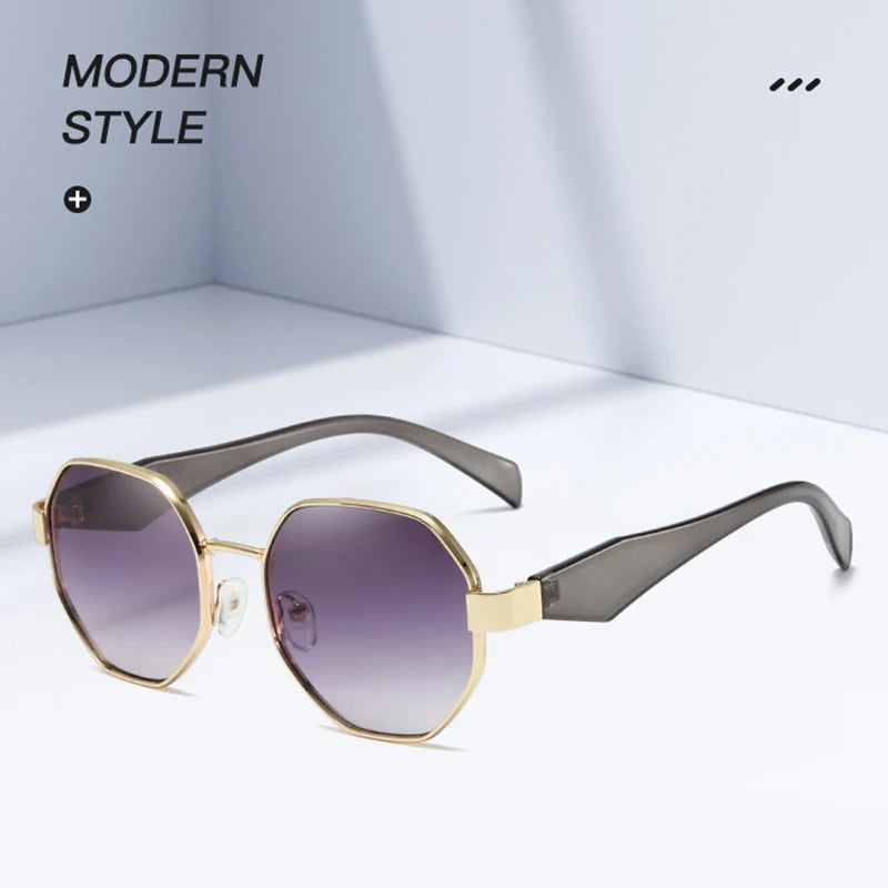 New Retro Sunglasses Women Fashion Polygonal Metal Frame