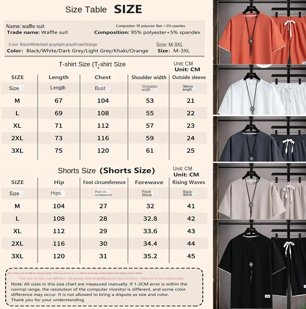 Mens Sports Suit Fashion Short Sleeve Tracksuit Summer