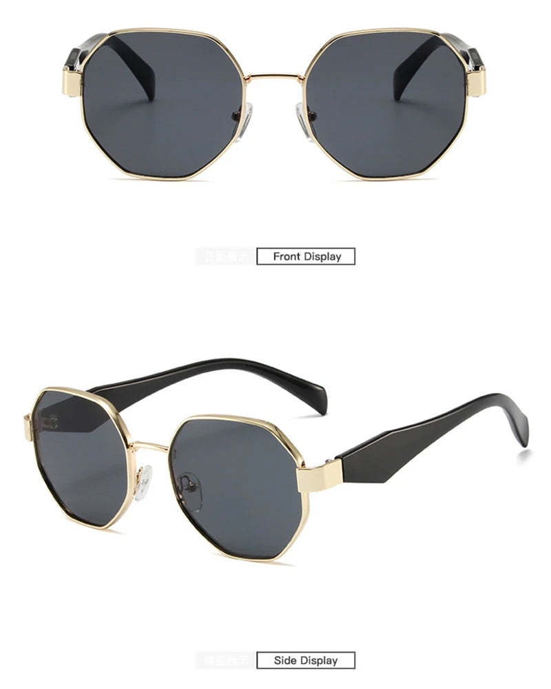 New Retro Sunglasses Women Fashion Polygonal Metal Frame