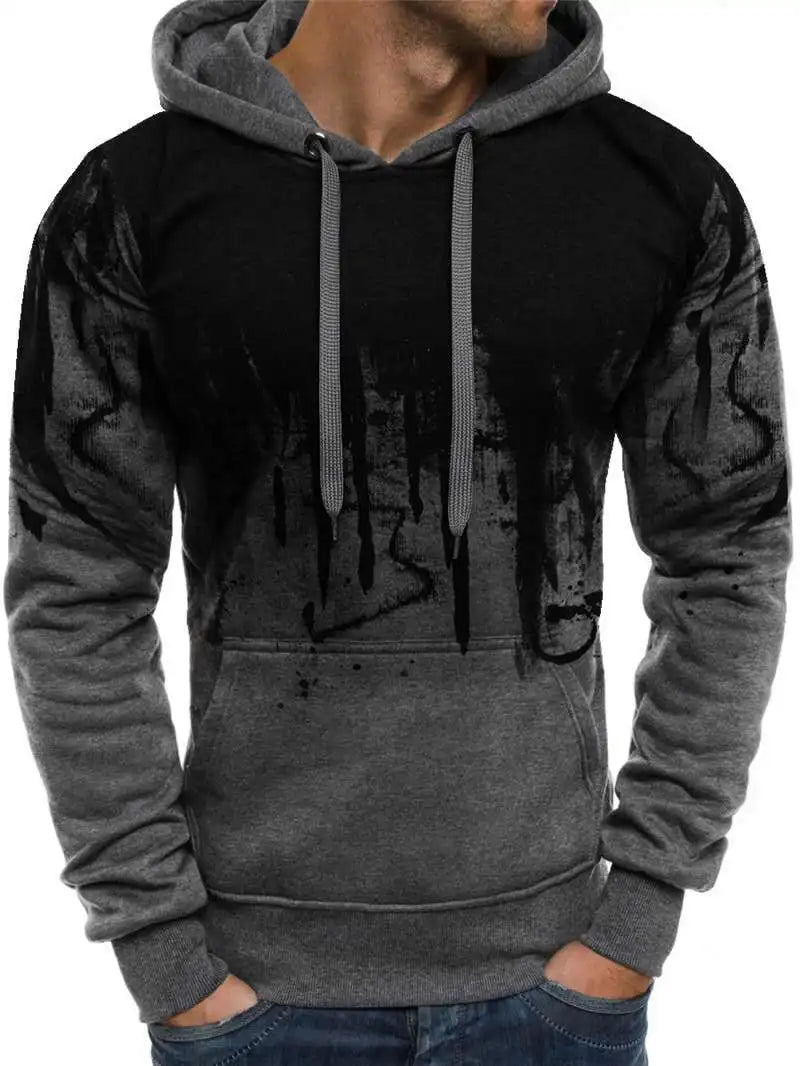 Autumn Winter Men Camouflage Hoodie + Pant 2 Piece Set Sports Wear