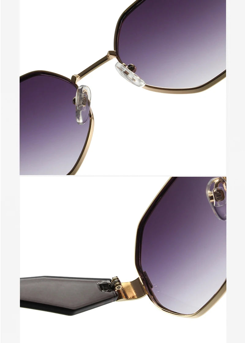New Retro Sunglasses Women Fashion Polygonal Metal Frame