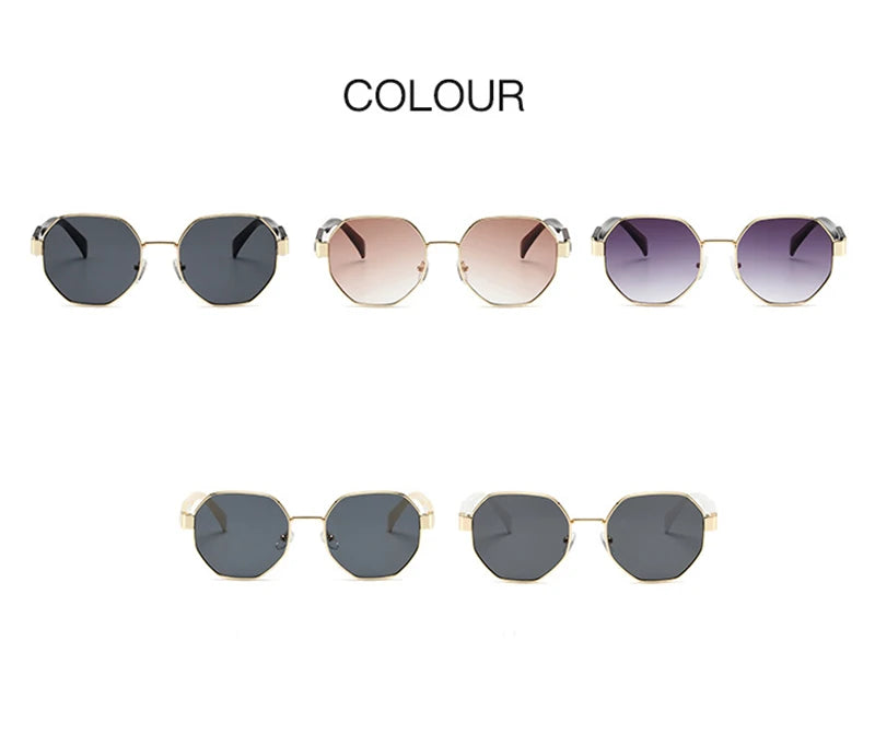New Retro Sunglasses Women Fashion Polygonal Metal Frame