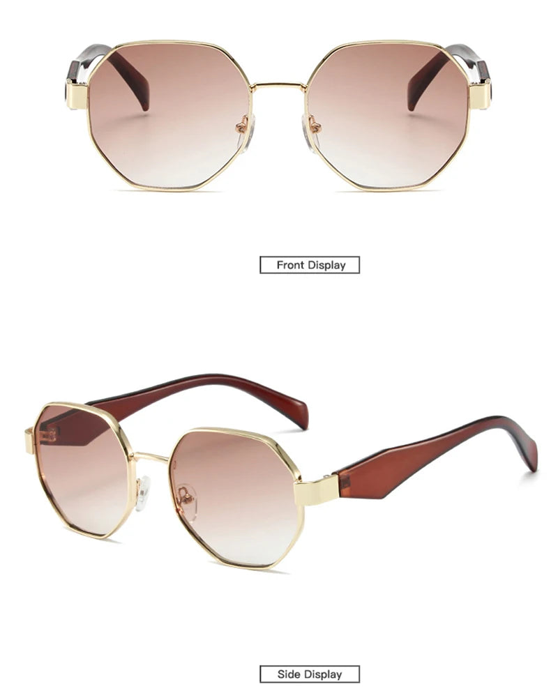 New Retro Sunglasses Women Fashion Polygonal Metal Frame