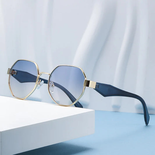 New Retro Sunglasses Women Fashion Polygonal Metal Frame