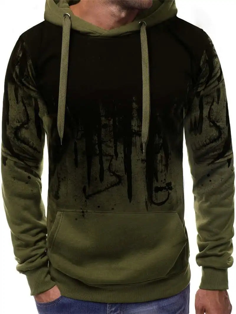 Autumn Winter Men Camouflage Hoodie + Pant 2 Piece Set Sports Wear