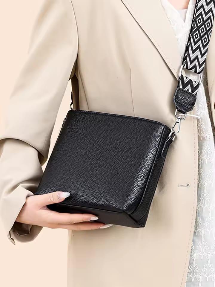 Genuine leather trendy crossbody bag