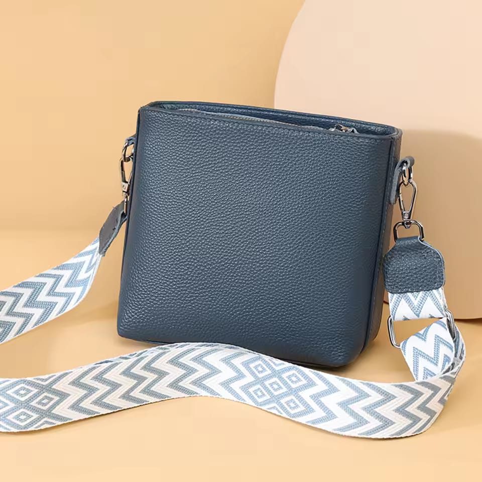Genuine leather trendy crossbody bag