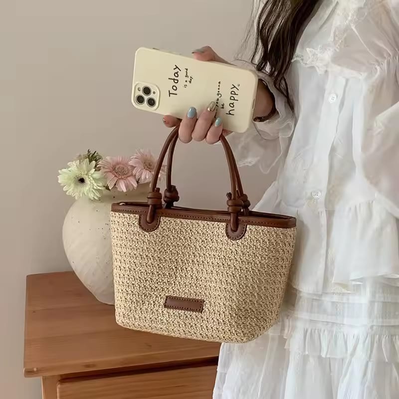 Woven vegetable basket bag simple bucket