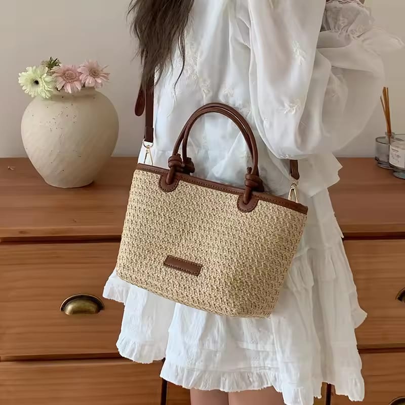 Woven vegetable basket bag simple bucket