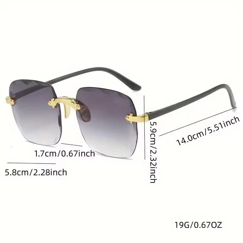 3PCS Square Rimless Sunglasses Women Luxury Design